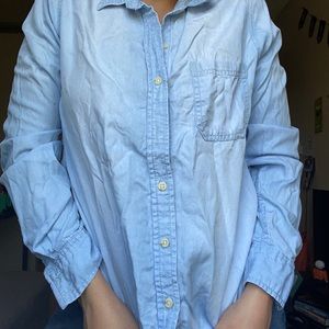 Mock denim button-up